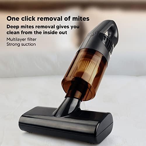 Fockety Aspirador de Colchón UV, Succión Fuerte para Eliminar Ácaros y Polvo, Recargable por USB y Mango Ergonómico (Neg