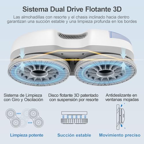  HUTT S7 Robot Limpiacristales para Ventanas 5500Pa, Diseño Dual Drive Flotante 3D y Protección Múltiple
| HUTT S7 Robot